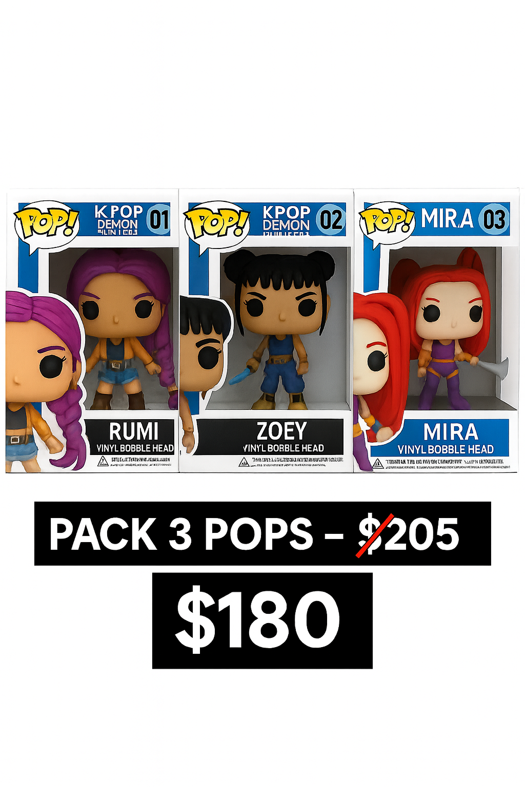 Pack 3 KPOP Demon Hunters  Rumi, Zoey & Mira